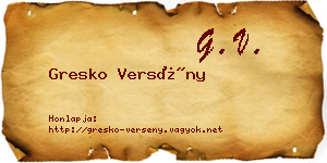 Gresko Versény névjegykártya